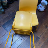 Duo of vintage Grofilex child kindergarten chairs yellow plastic