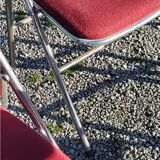 Set de 9 chaises pliantes  des années 70 tweed et métal chromé