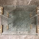 Pair bedside design plexi + brass + vintage glass trays