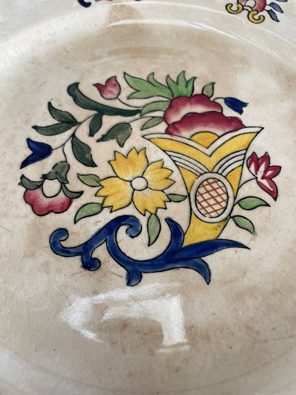 Large flat plate Longwy old Rouen