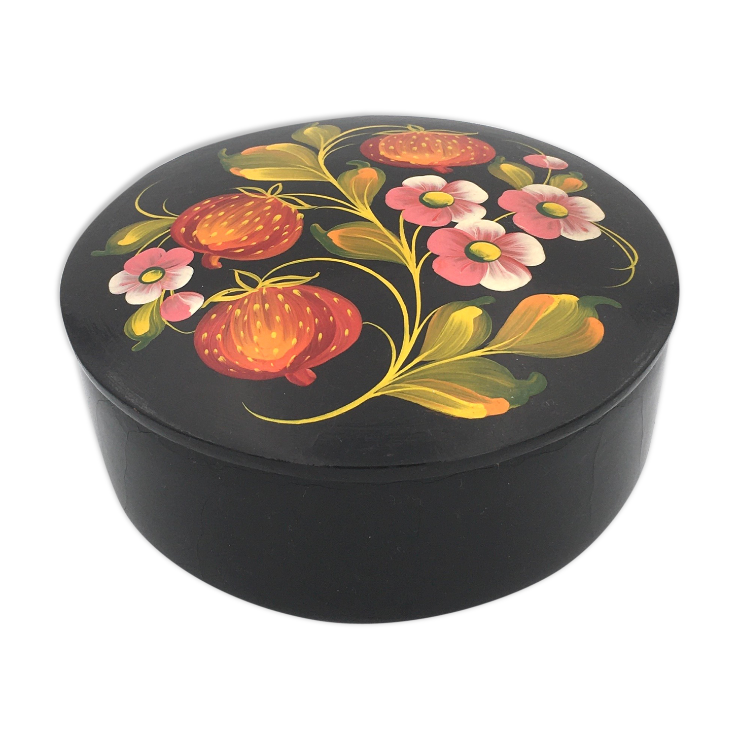 Khokhloma box in lashed wood, hand-painted - Russian crafts - 1960s