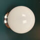 Globe in opaline wall lamp or ceiling lamp vintage diameter 20 cm and stainless steel base old school design
