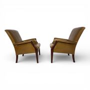 Set of two moss green Froxfield leather armchairs by Parker Knoll, 1960
