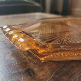 Plateau en verre ambré art déco