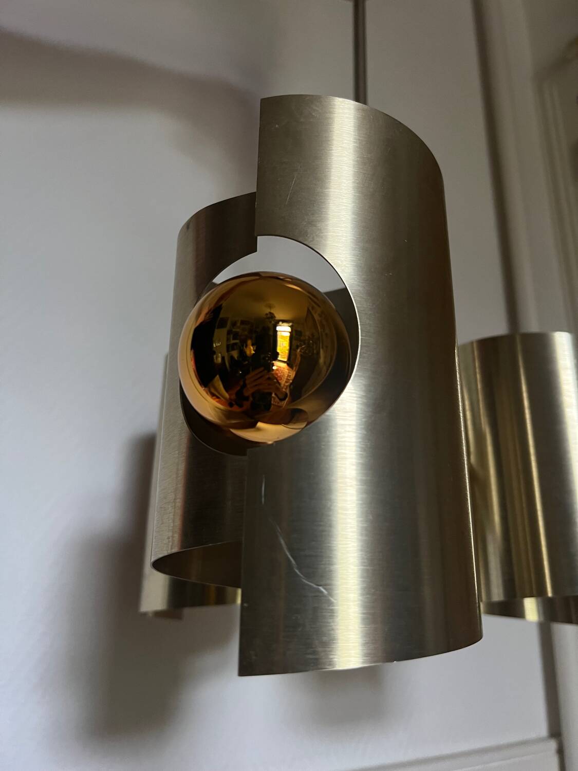 Lustre/suspension space age vintage 1970 alu brosse doree