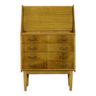 Midcentury Bureau Desk Cabinet In Teak Vintage Modern Danish Style