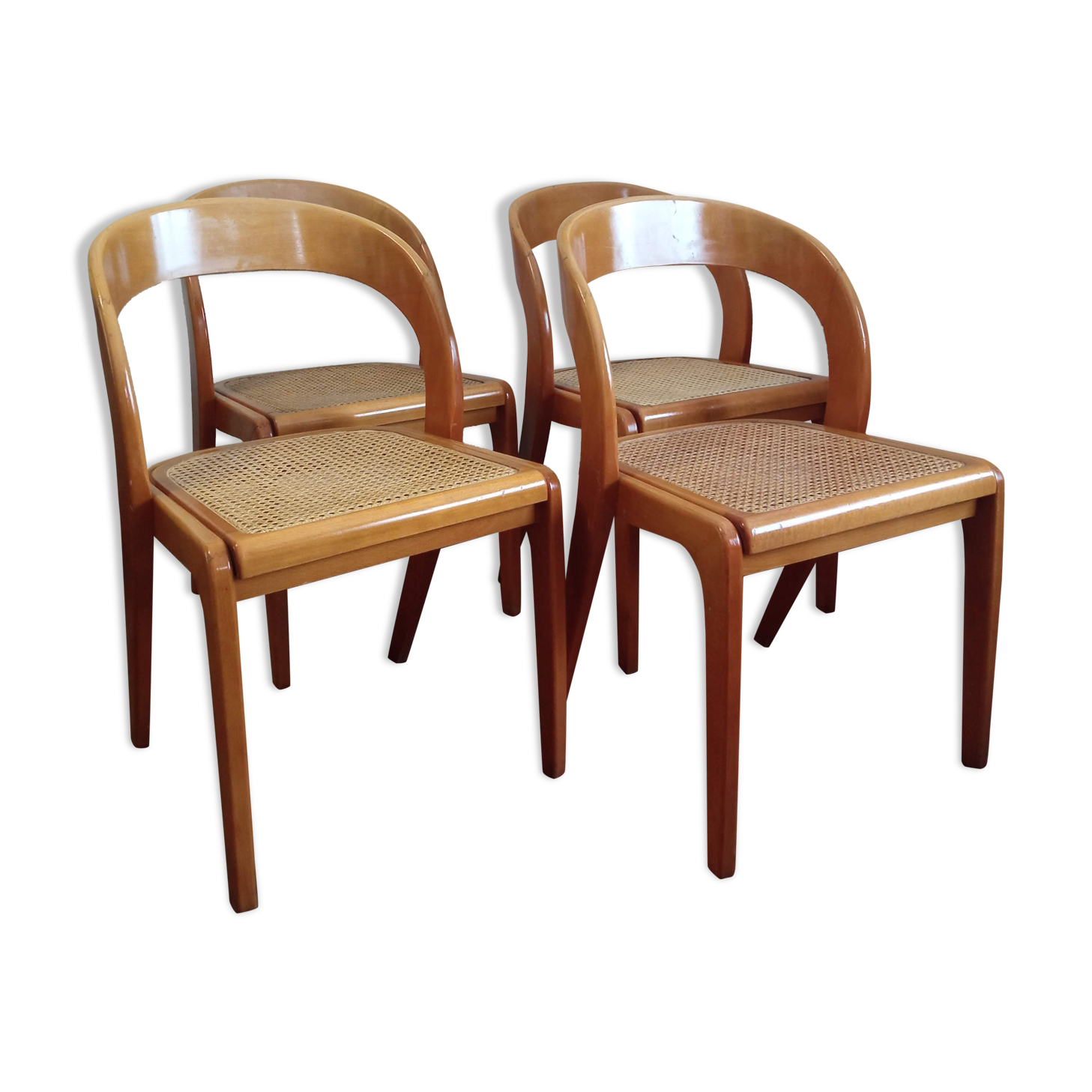 Baumann chairs model gondola in beech and cannage 1970