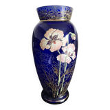 Vase en verre émaillé bleu cobalt Art Déco
