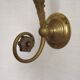 French Brass Single Wall Light with Pink & Clear Floral Glass Shade