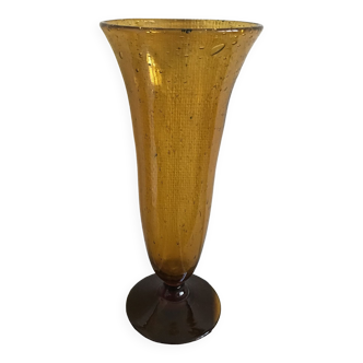 Vase en verre bulle et souffle de la célèbre verrerie de Biot signe