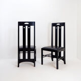 Pair of high-back chairs 'Ingram' by Charles Rennie Mackintosh for Cassina, 1980s