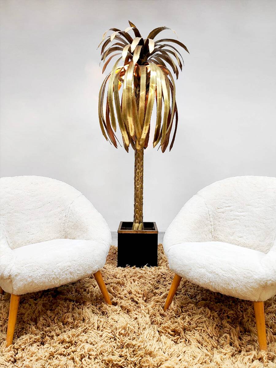 Vintage brass palmtree floor lamp Maison Jansen style