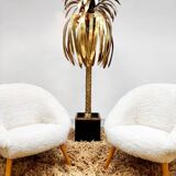 Lampadaire vintage palmier en laiton Maison Jansen