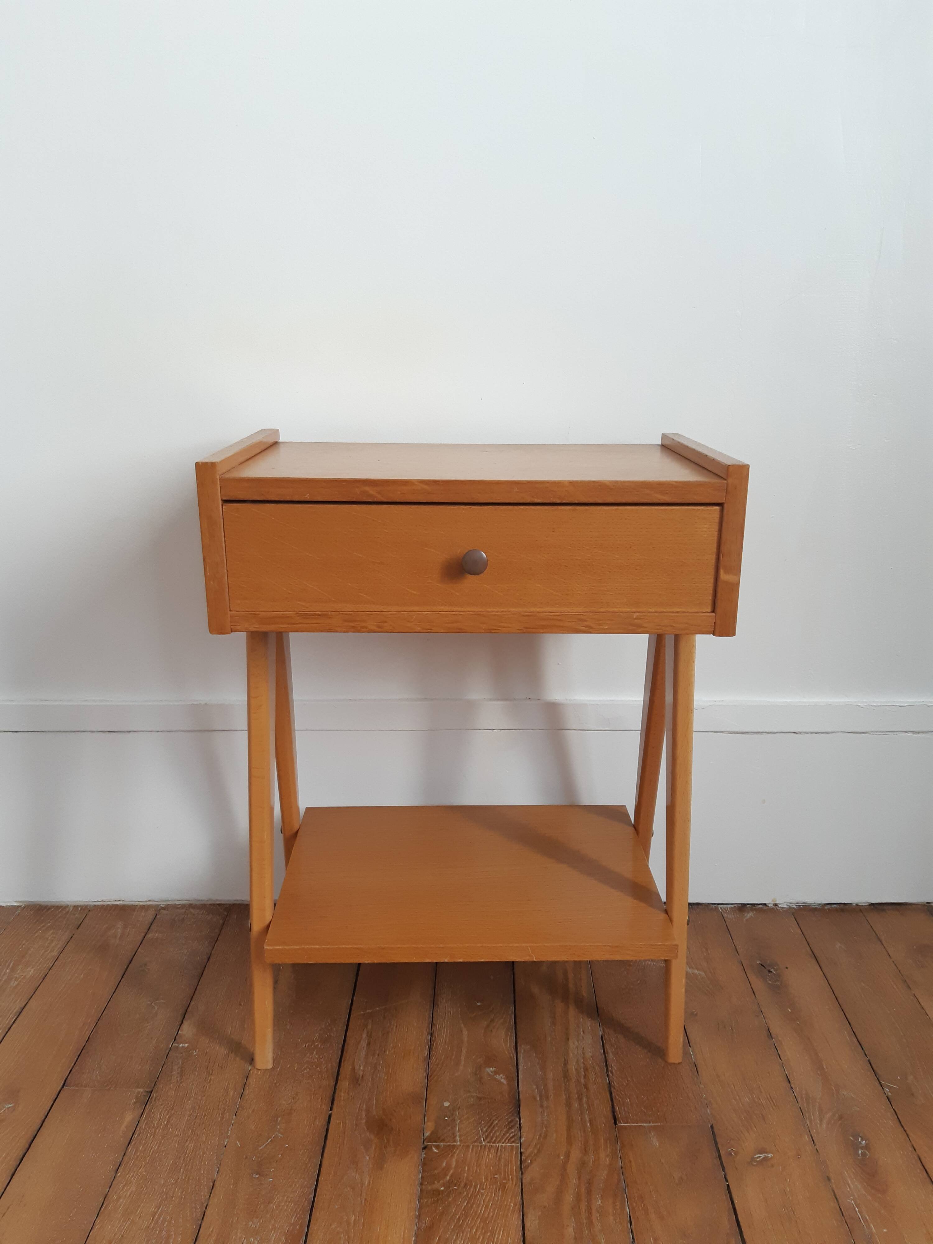 Vintage bedside table compass foot