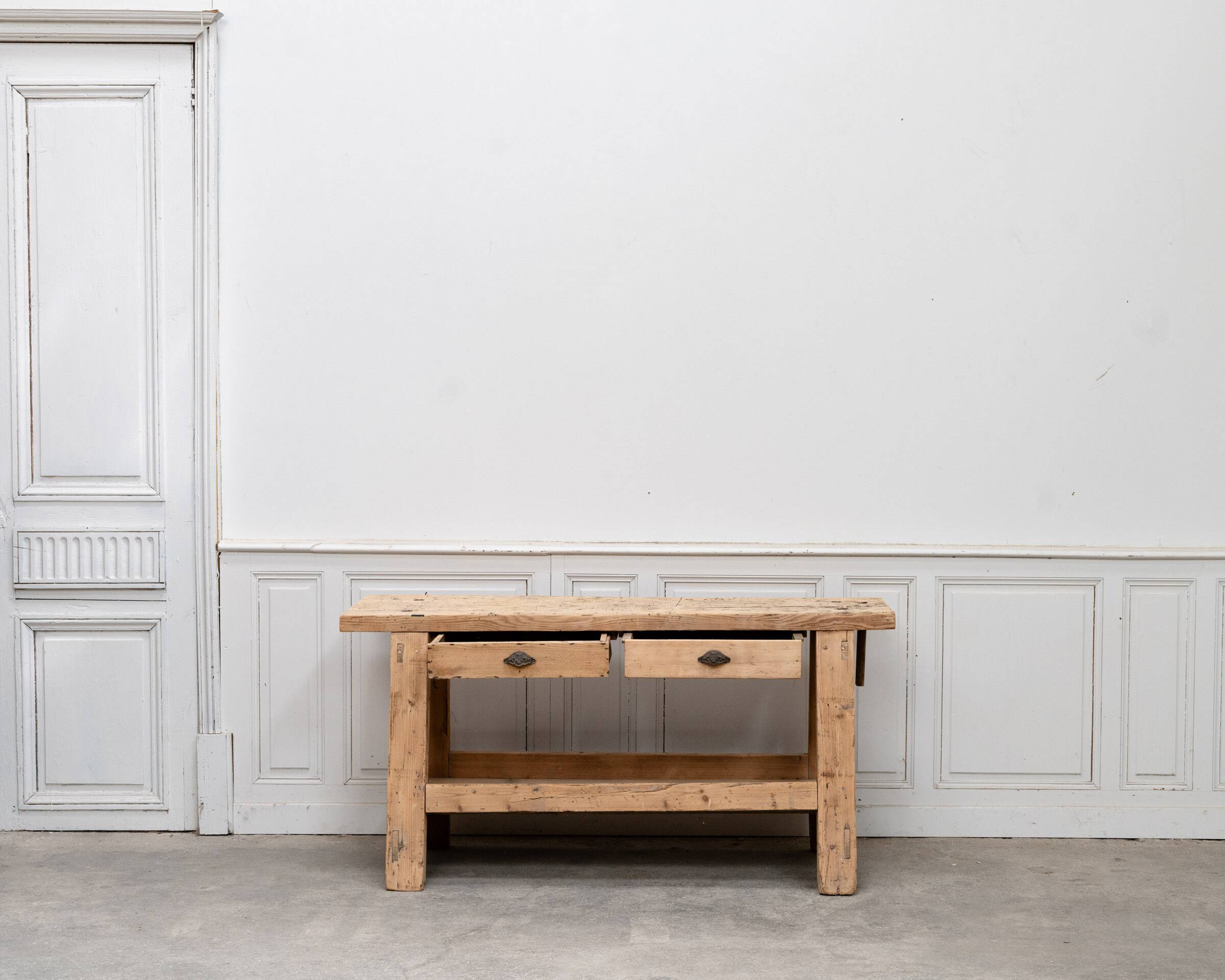 Old pine workbench completely stripped, 1940