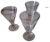 Three conical measuring glasses