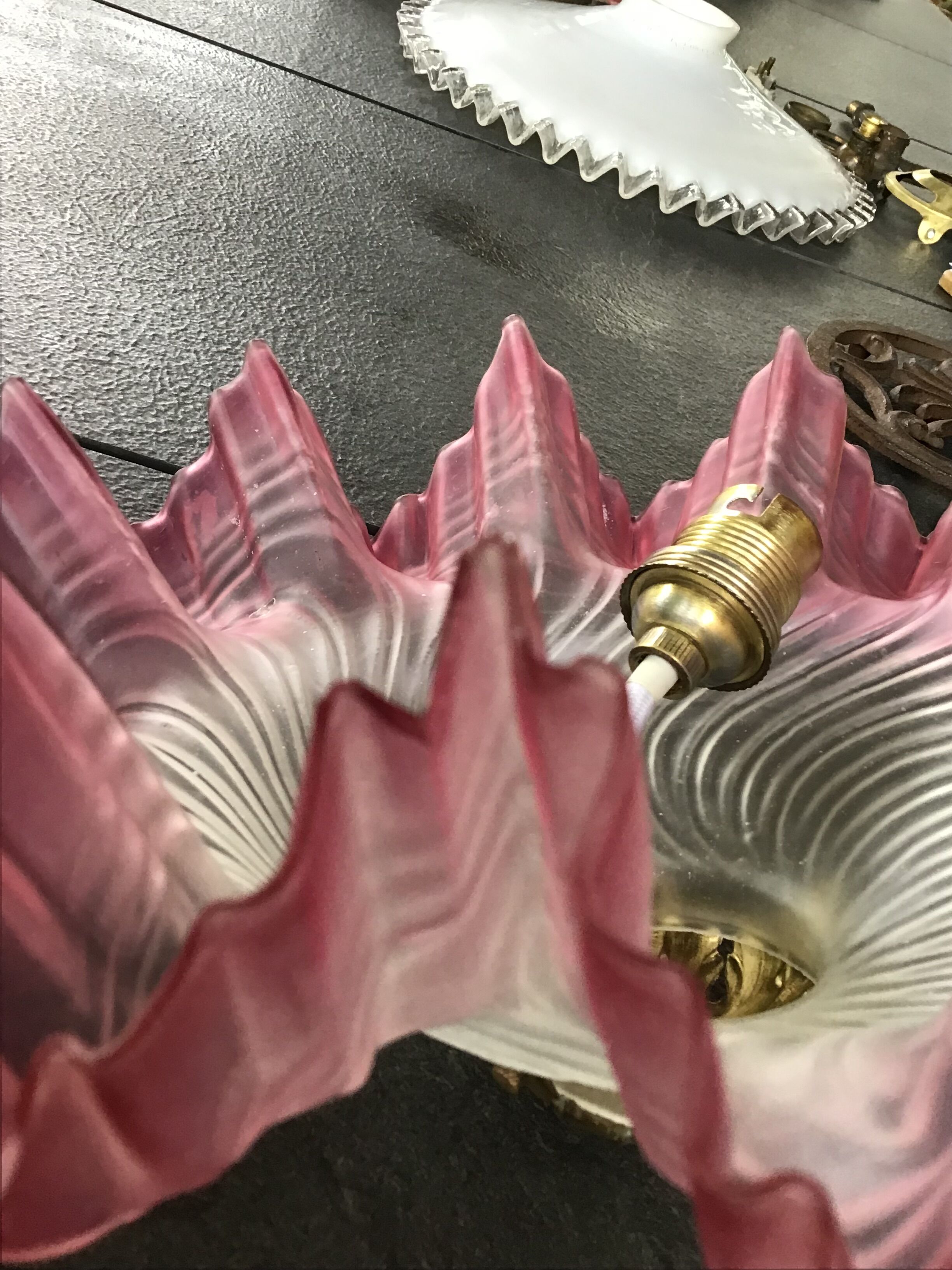 Pink opaline pendant light