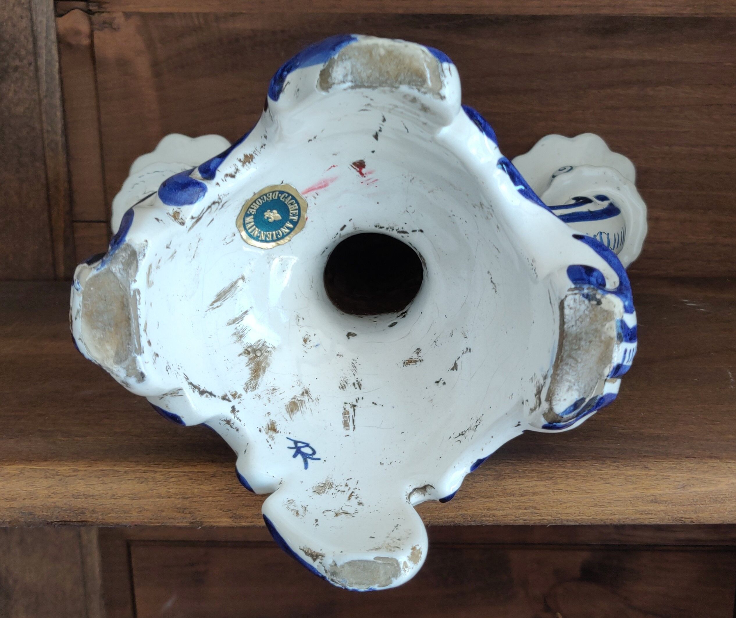 Delft swallow earthenware candlestick early 20th century