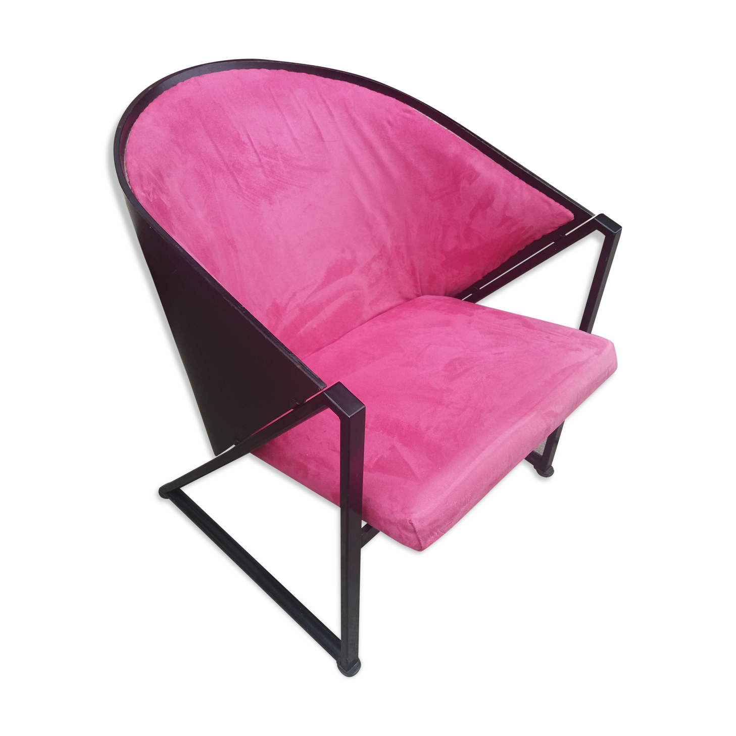 Fauteuil en acier et coque bois post formée vers 1980