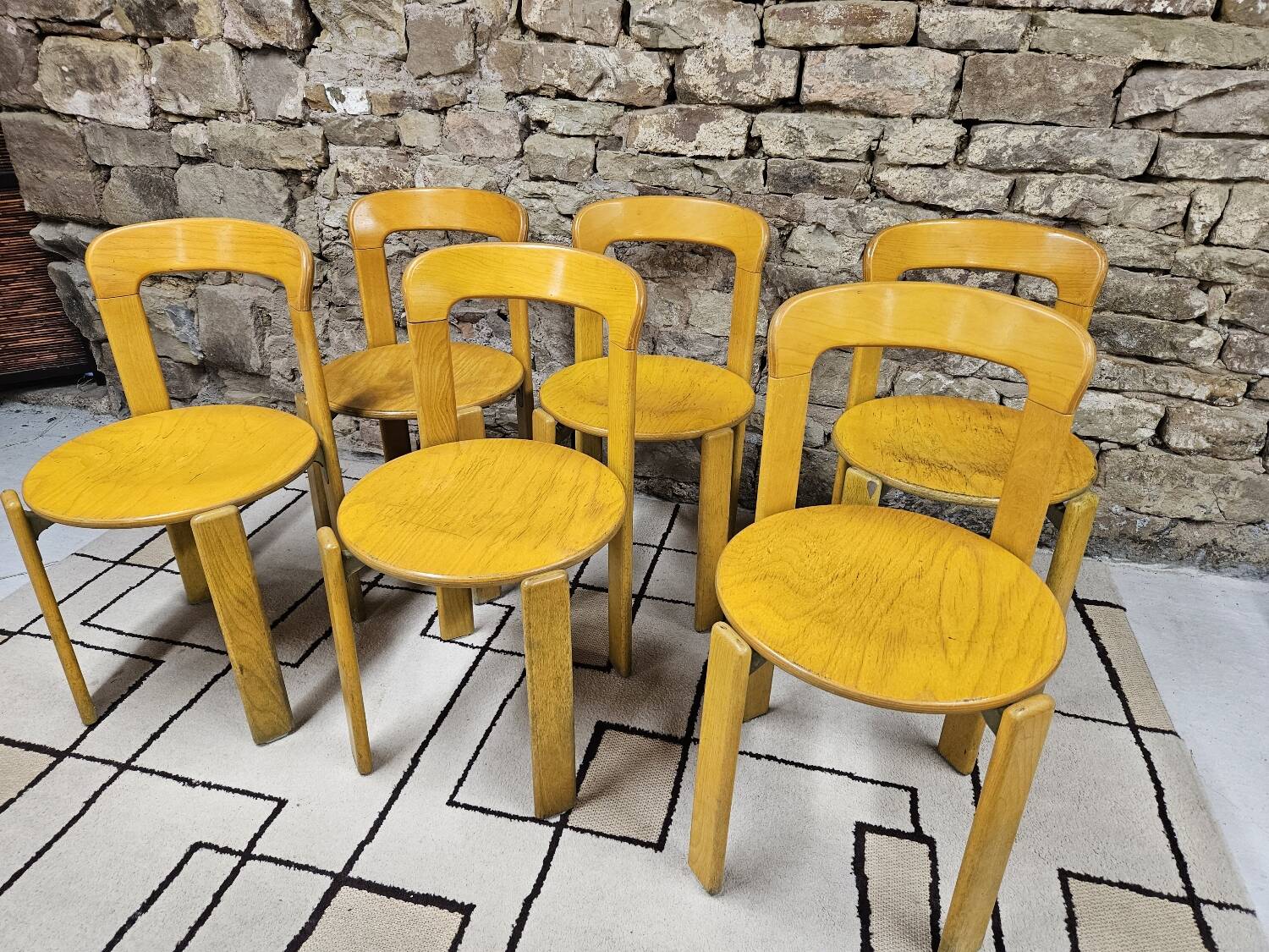 Lot of vintage bruno rey 1970" chairs
