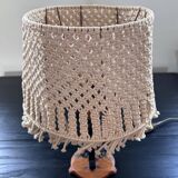 Macrame and wrought iron lamp
