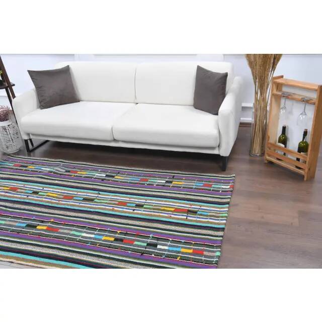Vintage Turkish Oushak Handmade Wool Cotton White Kilim Area Rug 132x222