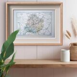 Imprimée en 1889, carte de la Sarthe. Authentique Vintage