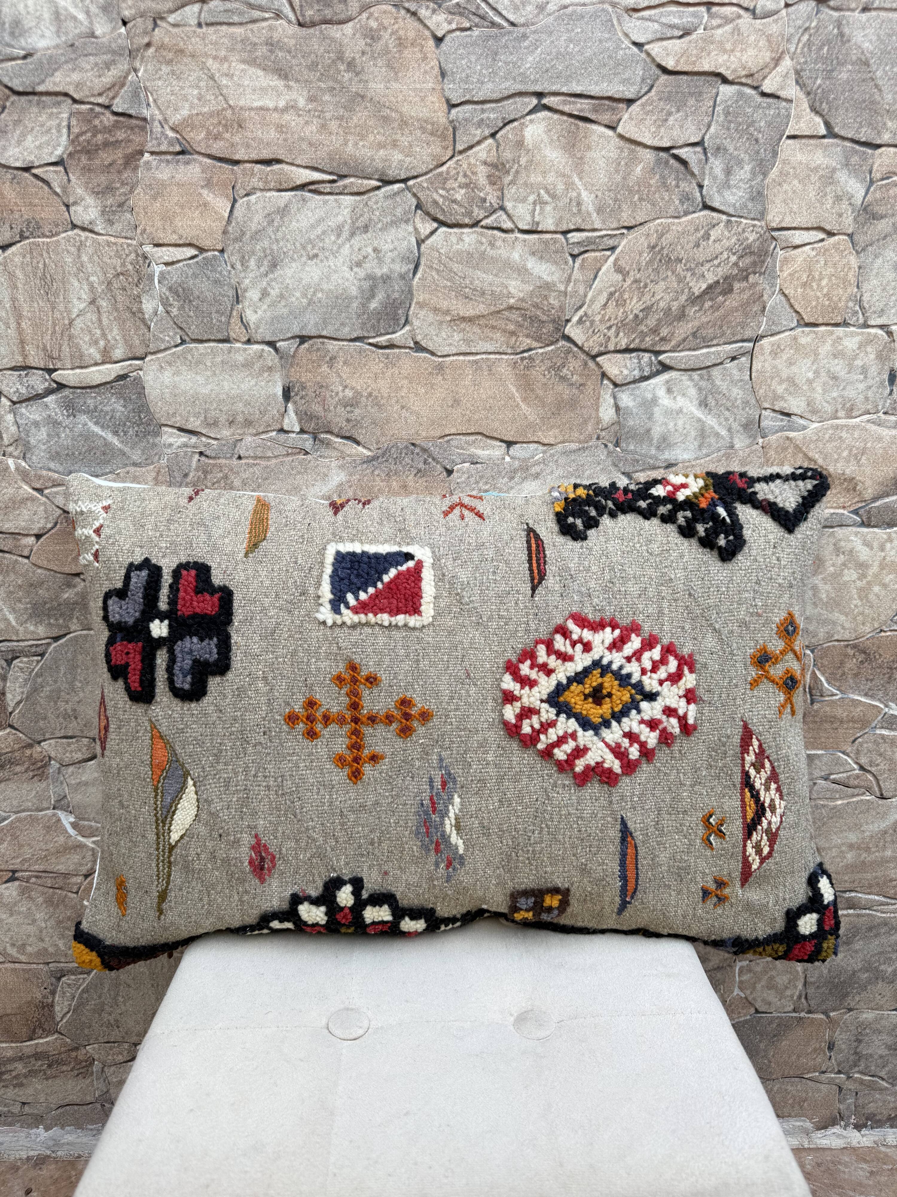 Housse de coussin faite main | Coussin Kilim bohème | Décoration berbère ma