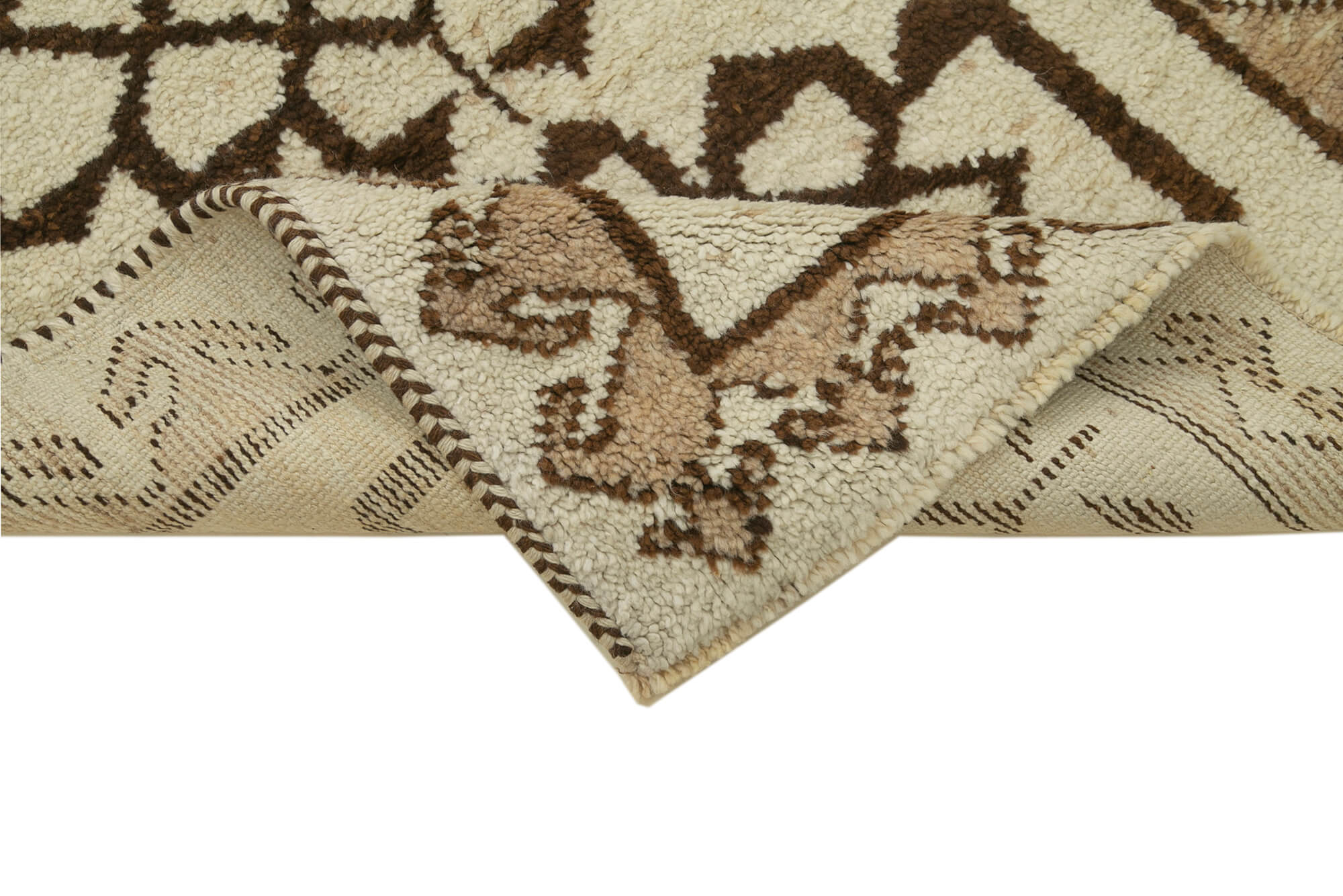 Handmade antique oriental beige runner rug 100 cm x 323 cm