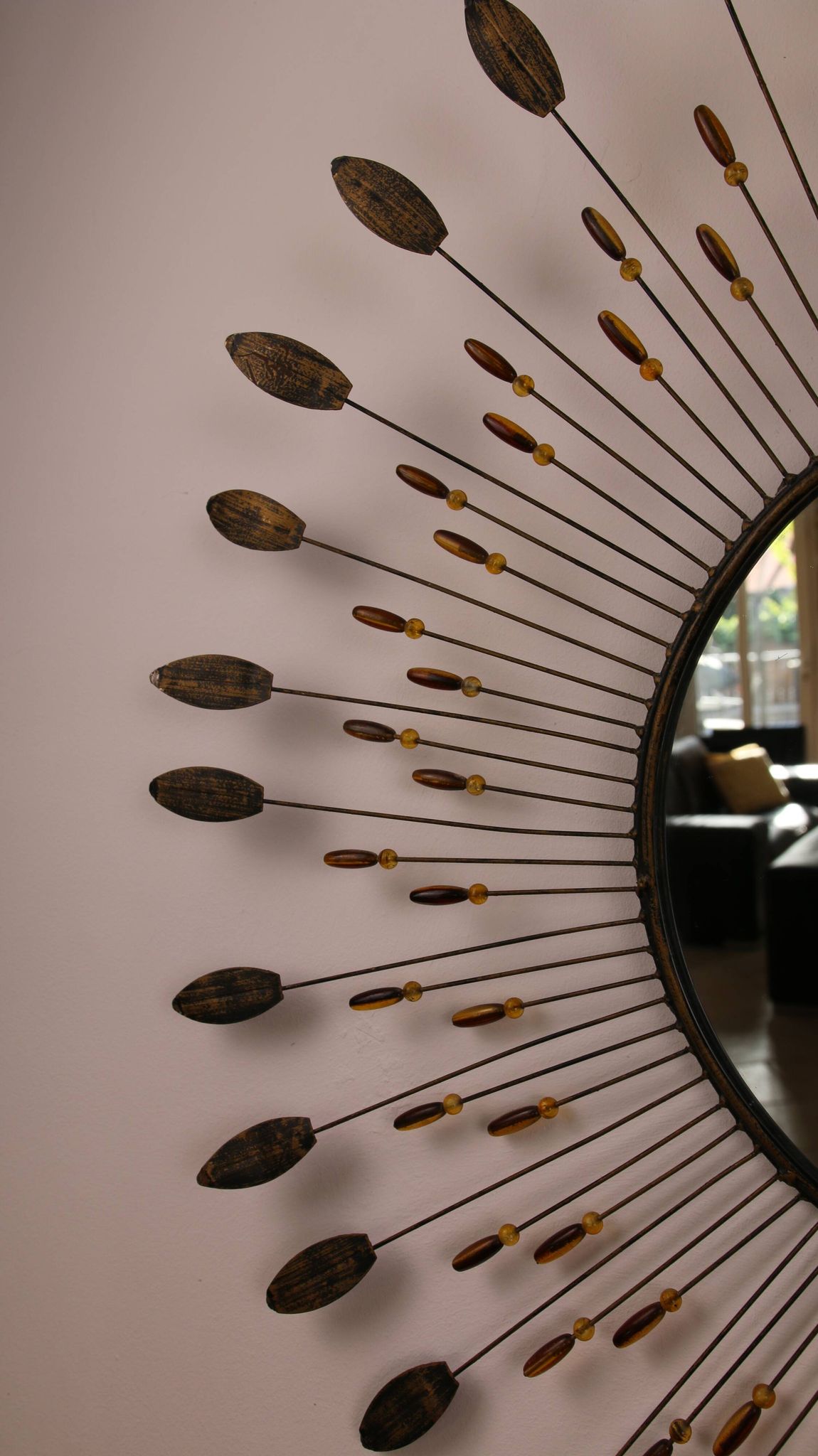 Vintage metal sun mirror, 1970s-1980s
