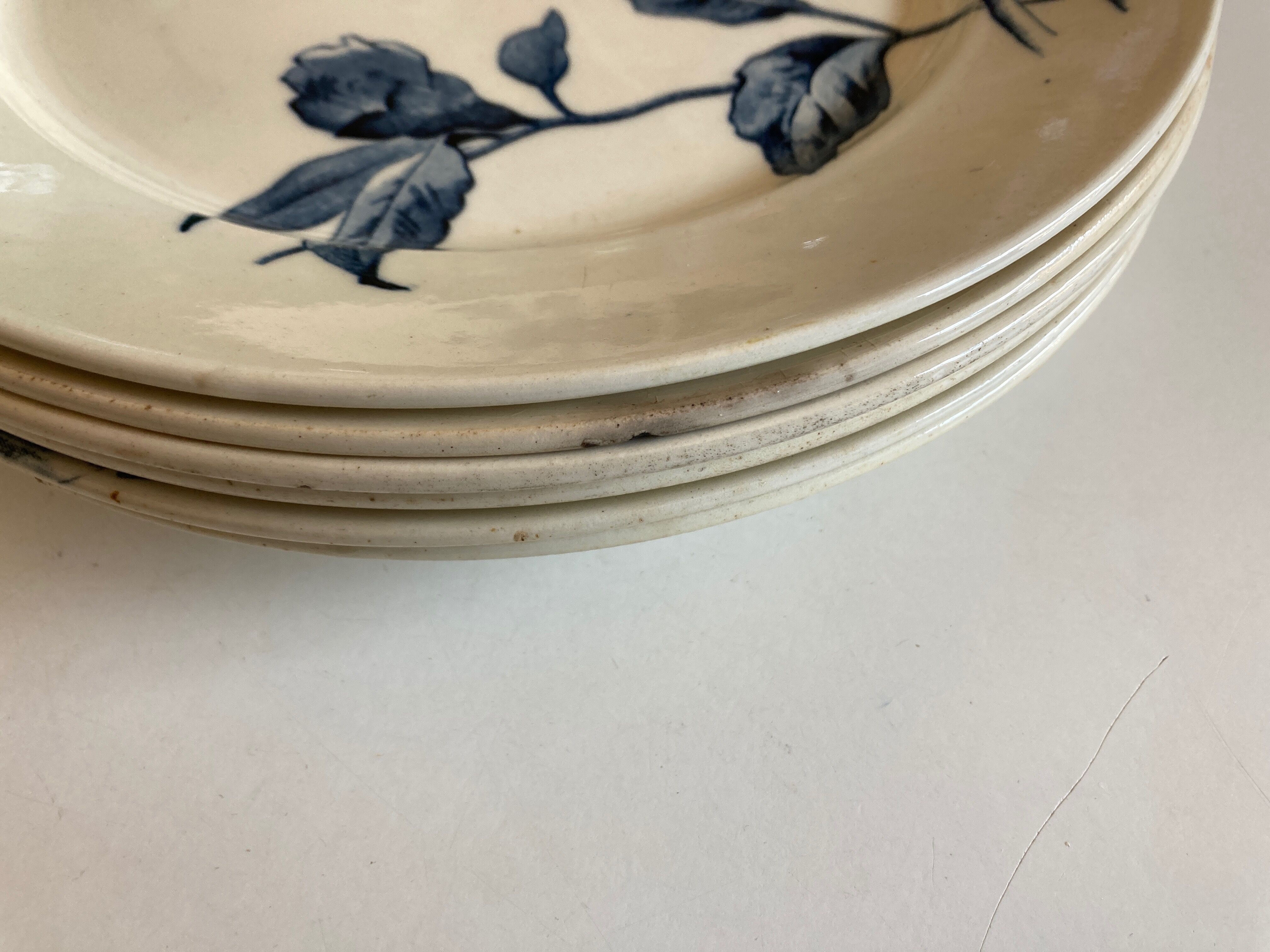 Set of 6 plates poppies faience of Gien 19th decoration Summer