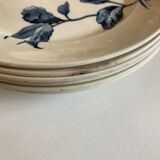 Set of 6 plates poppies faience of Gien 19th decoration Summer