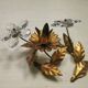 Candle holder gold metal and glass