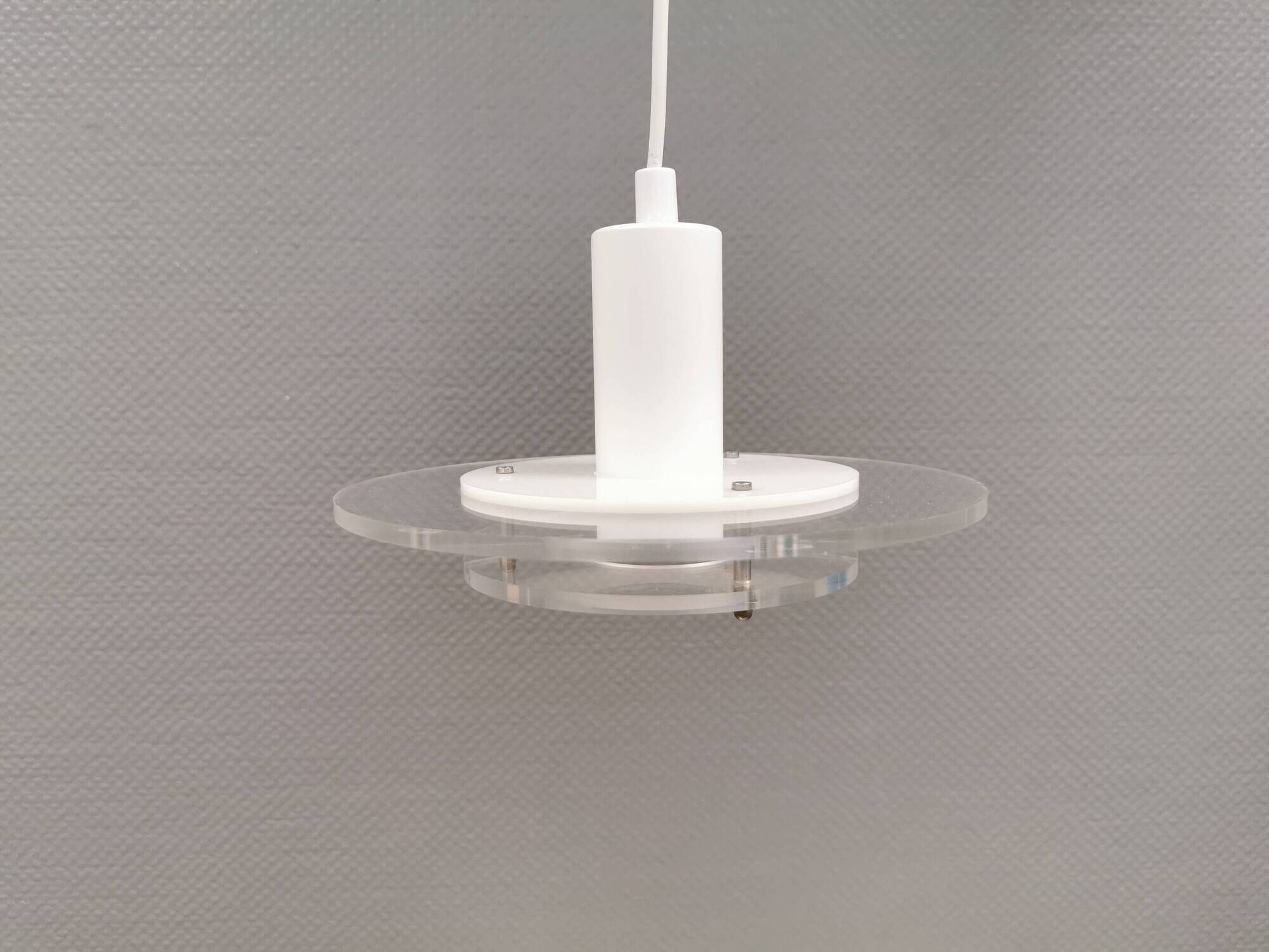 Small Space Age hanging lamp made of plexiglass. Denmark 1980s