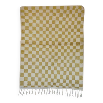 Beni Ouarain Berber rug • Lime green and yellow checkered pattern