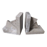 Art Deco marble bookends in café au lait from the 1930s