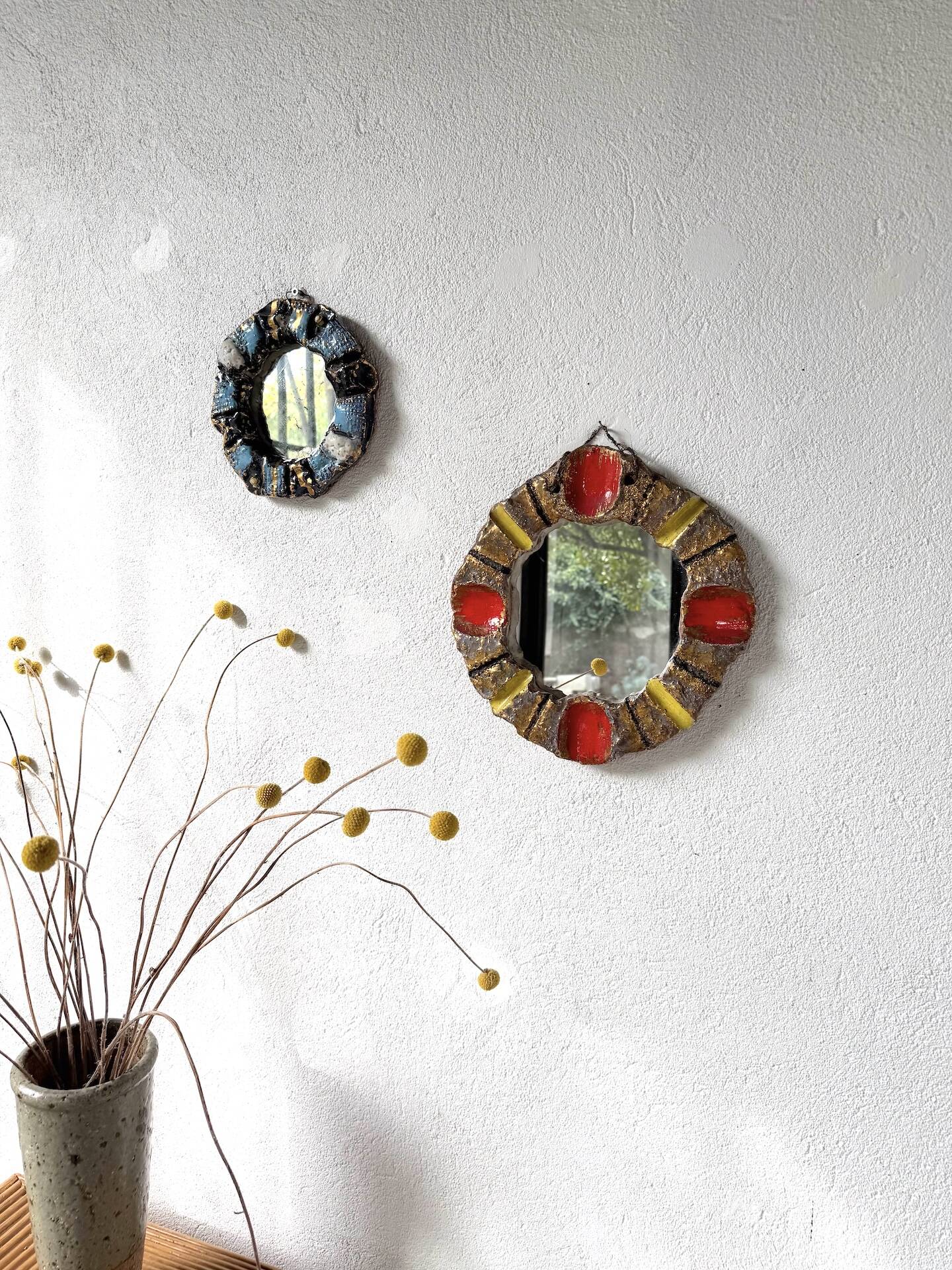 Pair of ceramic mirrors 1950 dlg Mithé