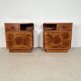 Set of 2 art-deco bedside tables with bakelite handles