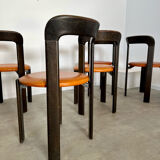 6 wooden chairs and imitation leather design Bruno Rey for Dietiker vintage year 60