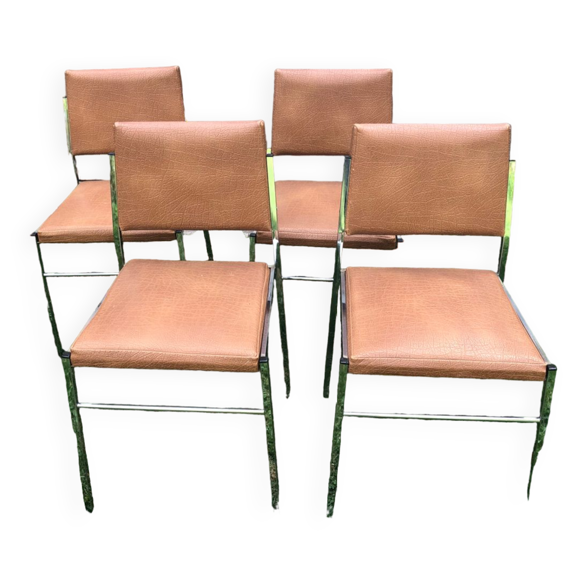 Skai and chrome chairs