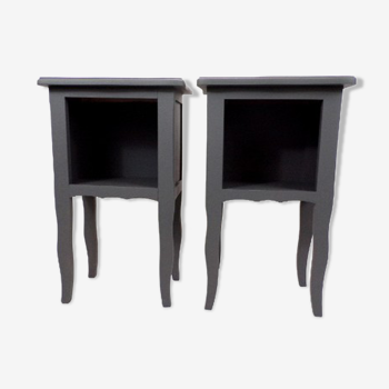 Pair of matte black revamped bedside