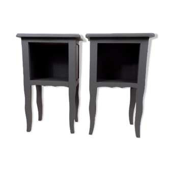 Pair of matte black revamped bedside