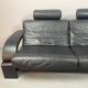 Black Leather Ake Fribytter “Kroken” Two-Seater Sofa for Nelo Möbel. Sweden