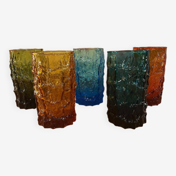 Suite de 5 verres Geoffrey Baxter