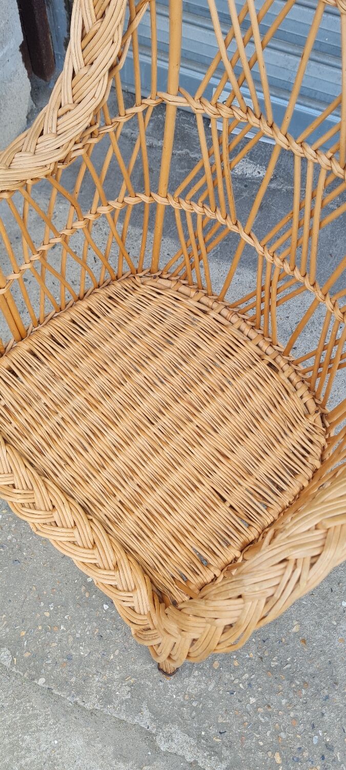 Rattan and wicker armchair 1960