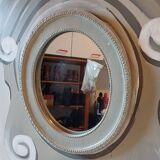Mirror in whitewashed wood on painted canvas