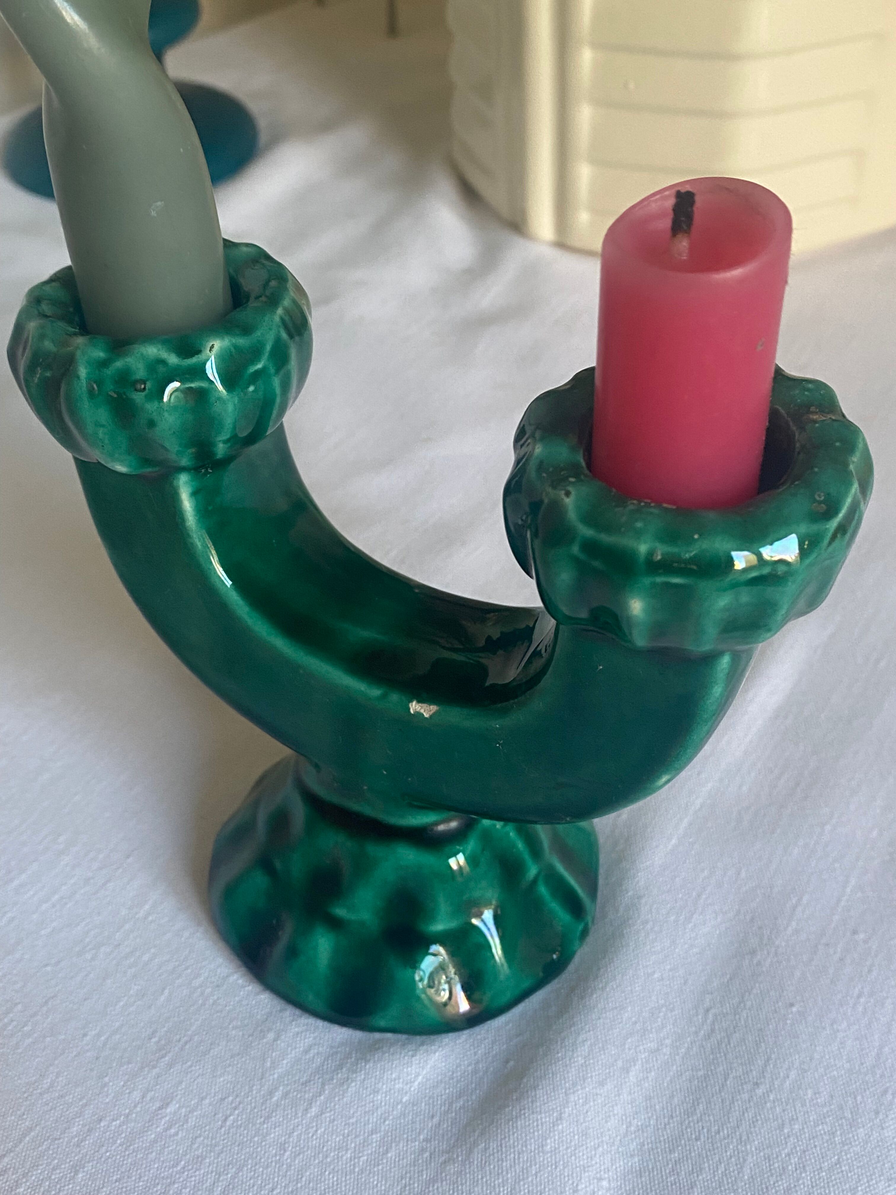 Green slip candle holder