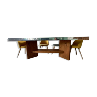 Stainless steel wood dining table