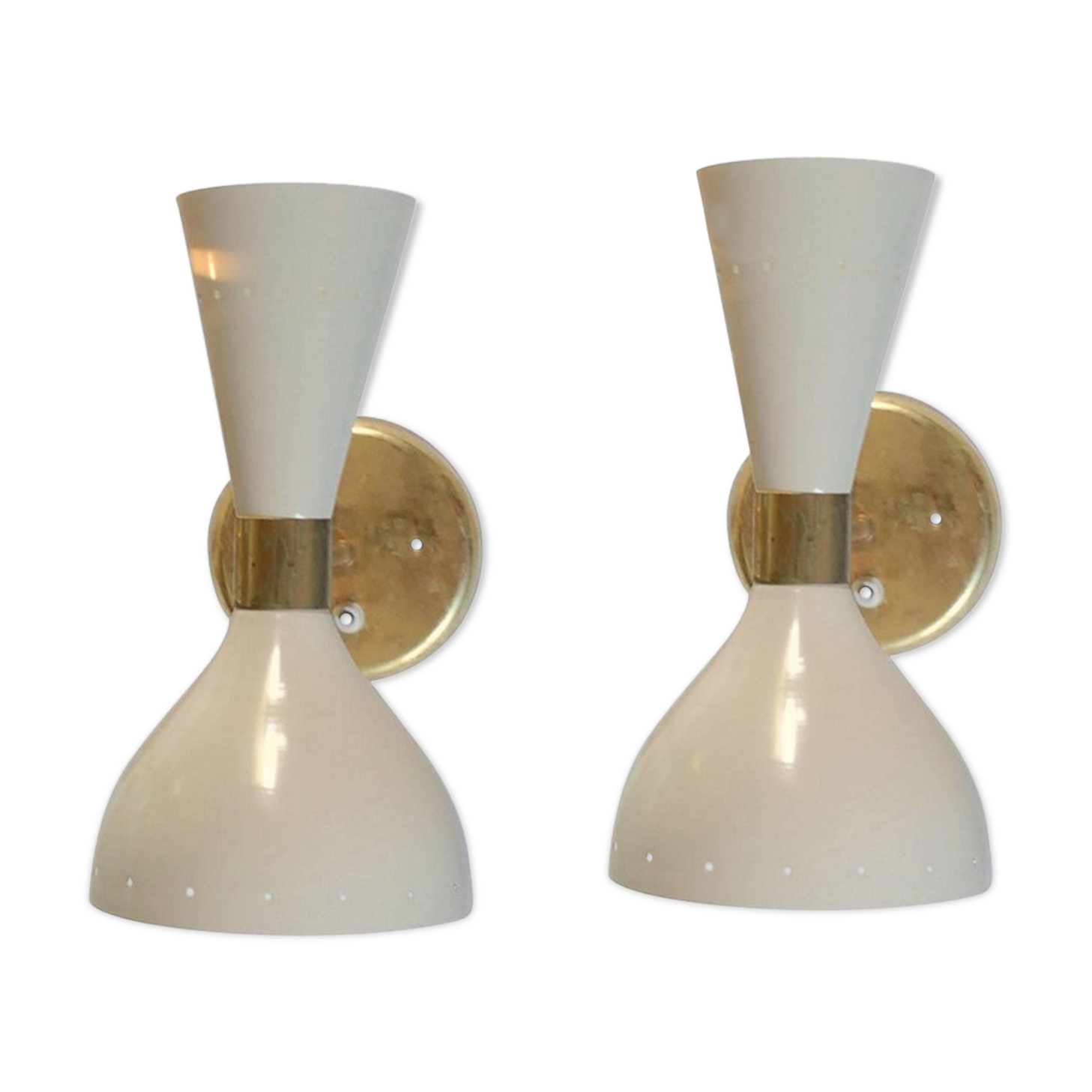 Pair italian wall lightstyle years 50's white ivory
