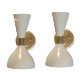Pair italian wall lightstyle years 50's white ivory